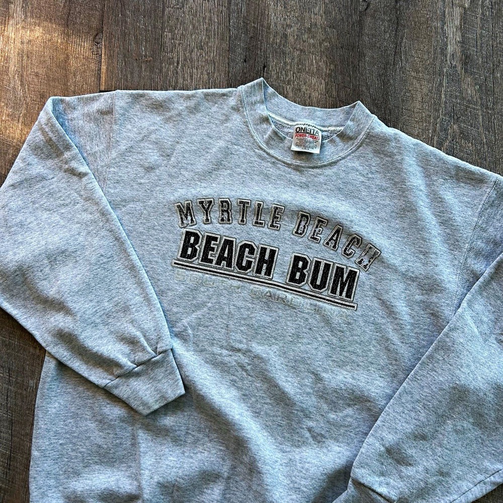 ONEITA Power-Sweats Myrtle Beach Beach Bum Graphic Crewneck Fleece Sweatshirt L